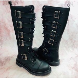 Vegan Demonia Knee high combat boots